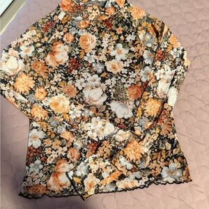 Floral Long Sleeve mesh Women's Top